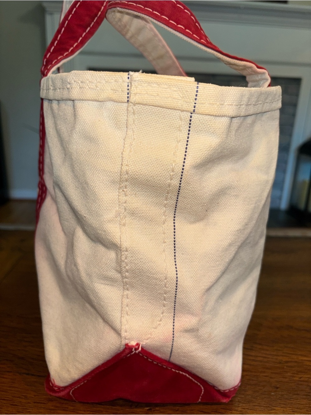 LL Bean Vintage 80s Boat and Tote Bag with Red Trim - Picture 2 of 16